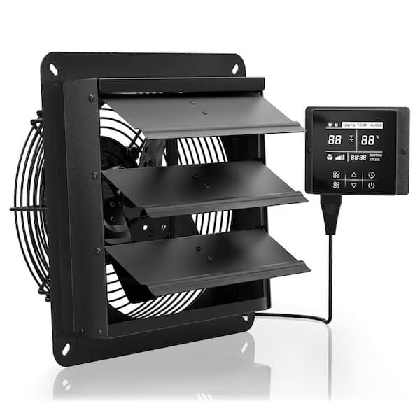 KIWDZFU 10 in. High-Speed Shutter Exhaust Fan with Temperature and Humidity Control