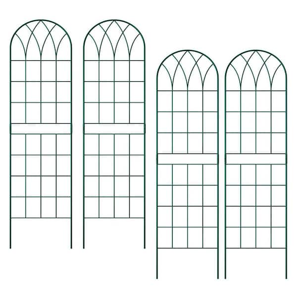 BOZTIY 4-Pack Garden Trellis for Climbing Plants 59 in. x 16 in. Metal Plant Trellis Large Decorative Outdoor Trellis, Green