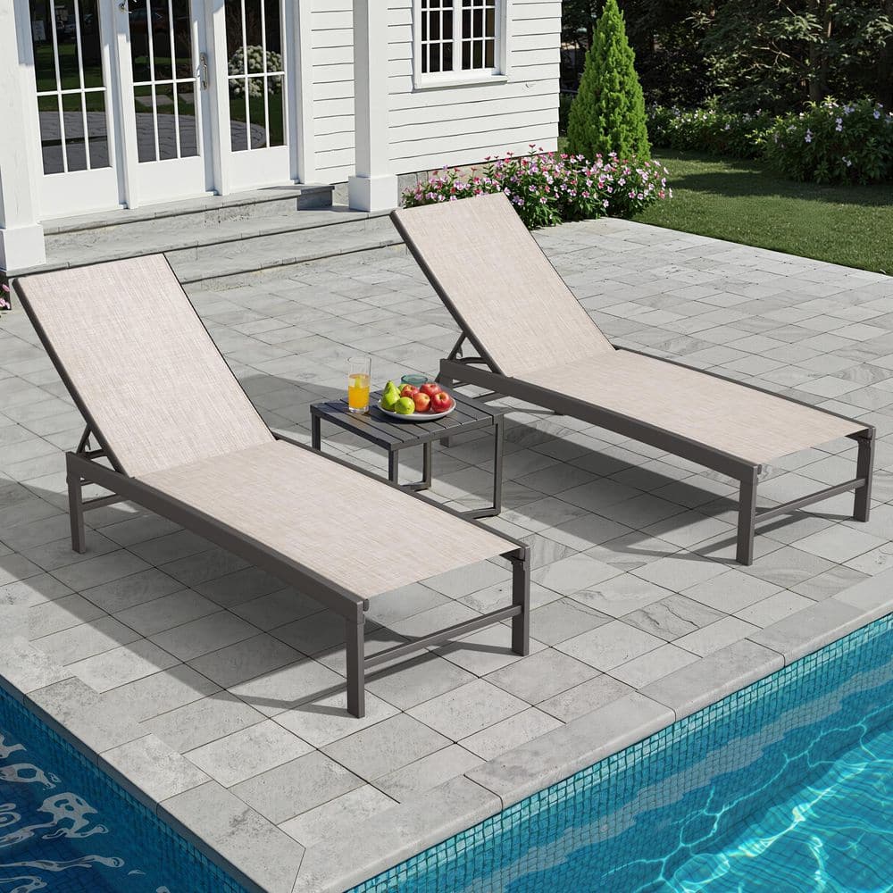 2-Piece Beige Outdoor Lounge Chair Set with Reclining Backs price history on PriceWatchPro