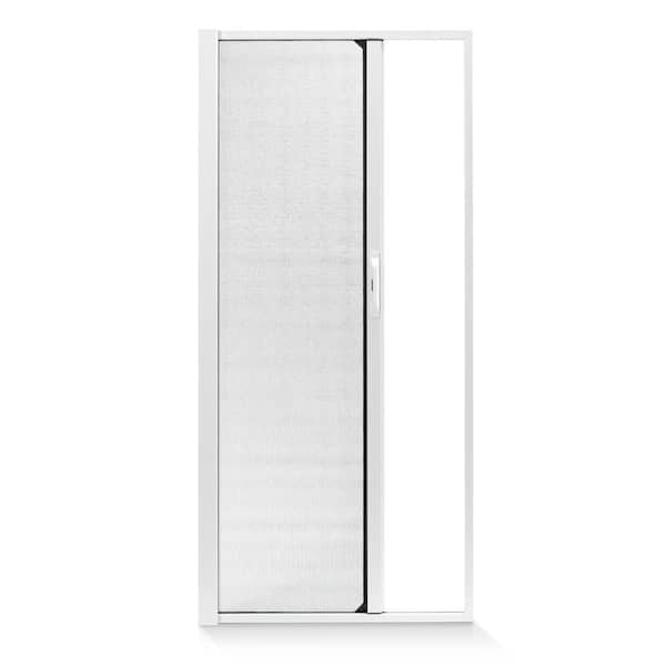 White Aluminum Retractable Screen for 200 Narroline & 400 Frenchwood Right-Hand Sliding Patio Door 71.25 in. x 79.5 in.