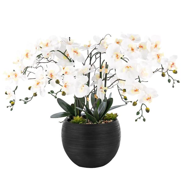 Vanity Art 36.22 in. H Artificial Phalaenopsis Orchids Floral Arrangement in Pot