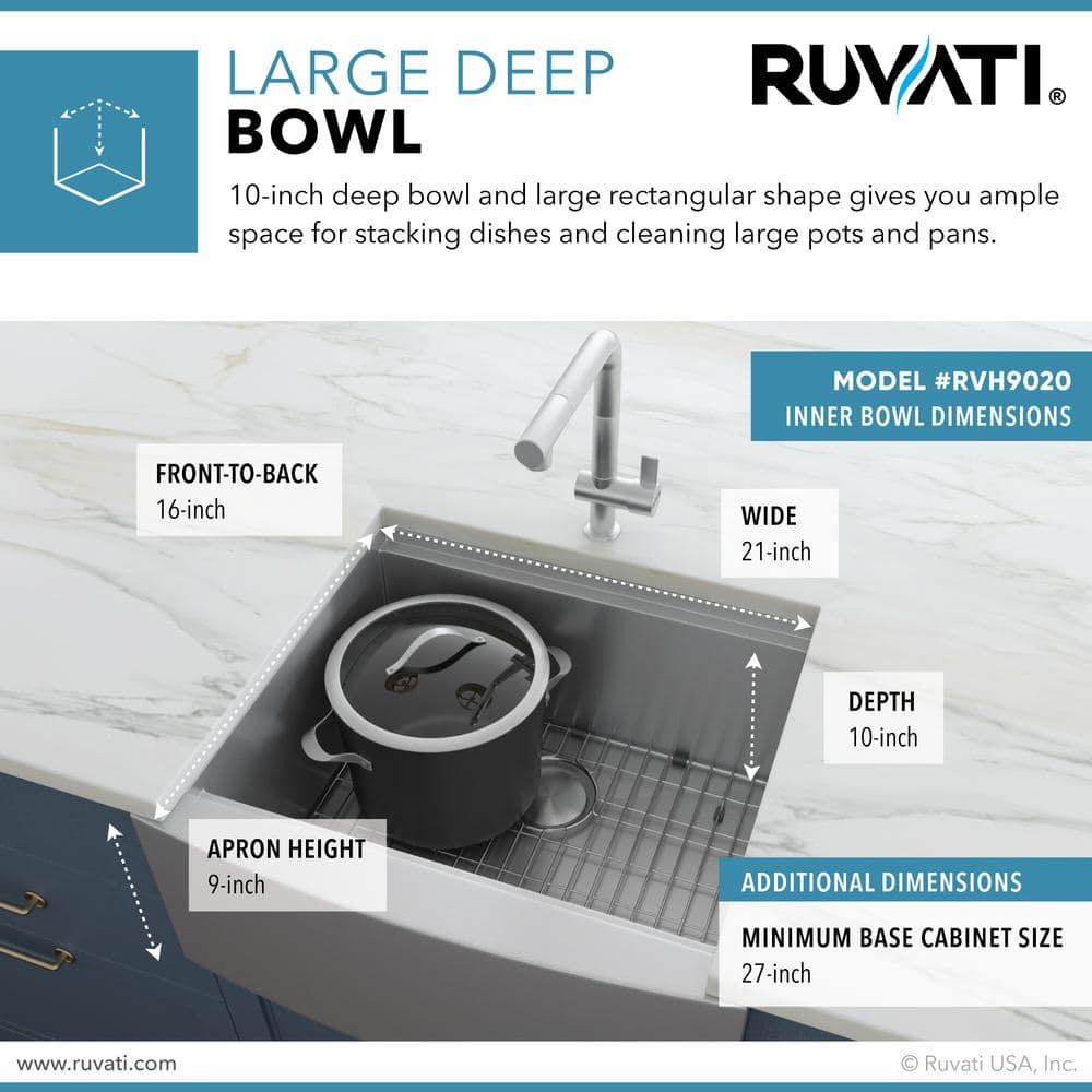 Ruvati 30" Stainless Steel Apron-Front Workstation Sink