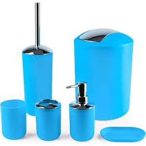 Bathroom Accessories Set-6-Piece Plastic Gift Set, Blue