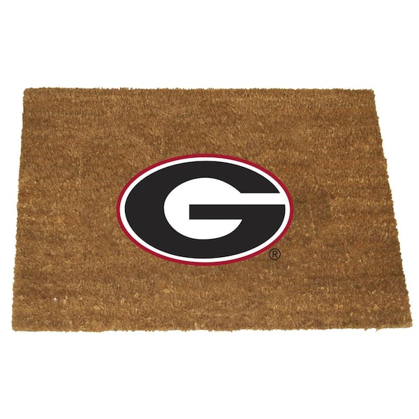 The Memory Company Georgia Brown 29.5 in. x 19.5 in. Coir Fiber Colored Logo Door Mat