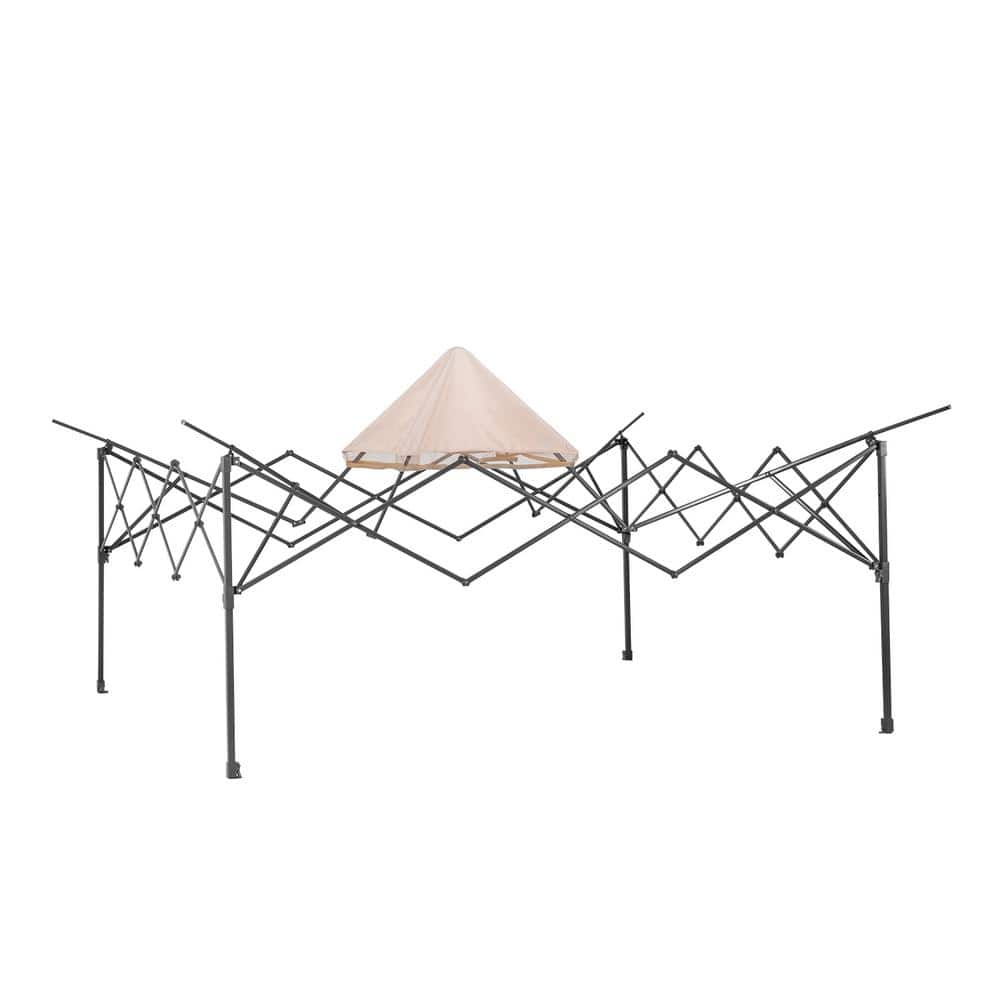 11 ft. x 11 ft. Beige Metal Frame Patio Gazebo
