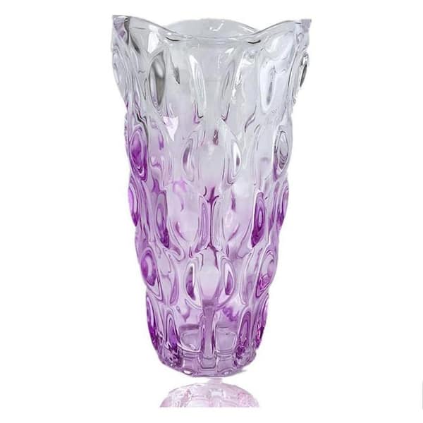 9.5 in. Gradient Light Purple Glass Trumpet Sparkle vase YA118