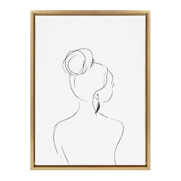 Kate and Laurel "Sylvie Minimalist Woman 2" by Teju Reval Framed Canvas Culture Art Print 24.00 in. x 18.00 in. . (Set of 1)