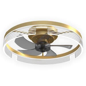 14.96 in. Indoor Gold Color Modern Inch LED Recessed Ceiling Fan Light with App and Remote Control, 6-Speed, Timer