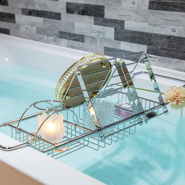 ᐅ【WOODBRIDGE Stainless Steel Extendable Bathtub Caddy Tray in