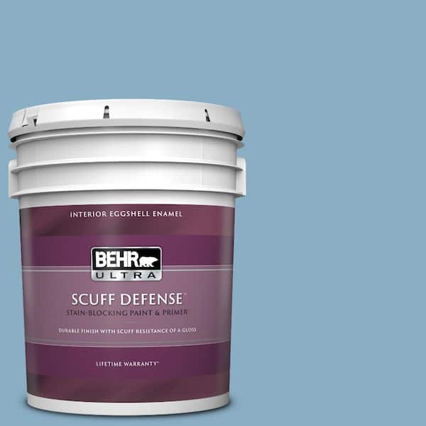 BEHR ULTRA 5 gal. #S500-4 Chilly Blue Extra Durable Eggshell Enamel Interior Paint & Primer