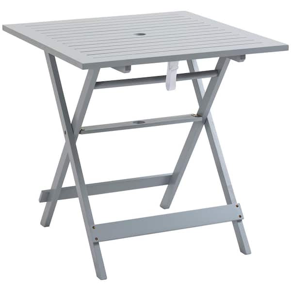 FORCLOVER Gray Square Wood Outdoor Foldable Dining Table