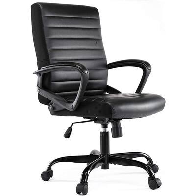 24.02 in. W Midnight Black Leather Executive Chair with Adjustable Height