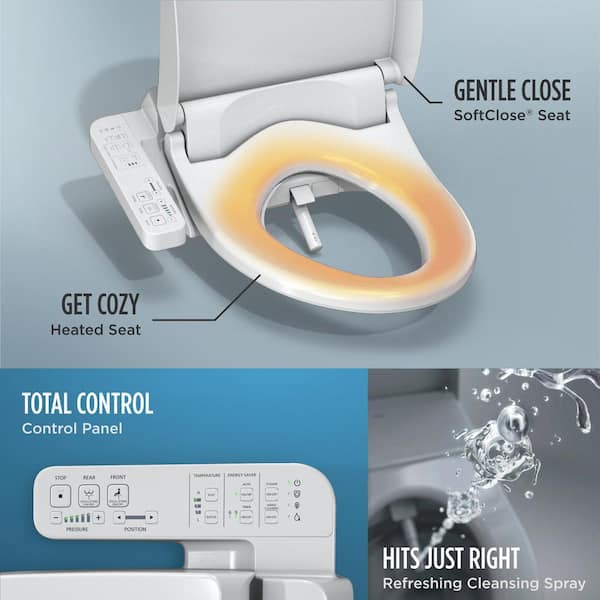 A2 Washlet Electric Heated Bidet Toilet Seat for Elongated Toilet in Cotton  White