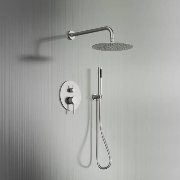 Crozet 2-Spray Wall Mount Handheld Shower Head Shower Faucet 2.5 GPM in Brushed Nickel (Valve Included)