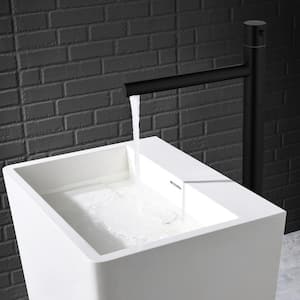 Single Hole Single Handle Freestanding Bathroom Faucet in Matte Black