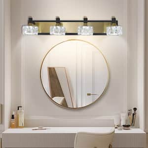 27.6 in. 4-Light Yellow LED Vanity Light Over Mirror Bath Wall Lighting Fixtures
