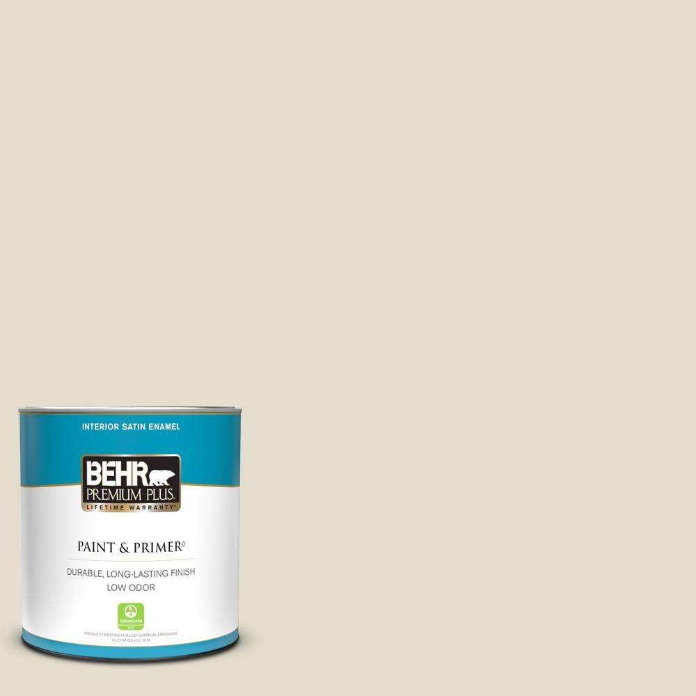 BEHR PREMIUM PLUS 1 qt. MQ340 Varnished Ivory Satin Enamel Low Odor