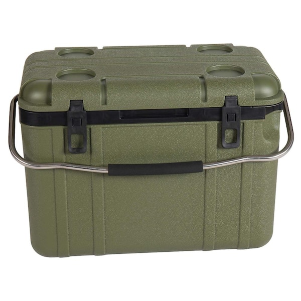 20 Qt Green Hard Shell Insulated Cooler, 5-7 Day Ice Retention