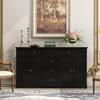 FUFU&GAGA Black Wood 59.1 in. W Sideboard with 2-Large Drawers, 3-Small Drawers and 2-Cabinets 33.5 in. H x 15.7 in. D KF020263-02