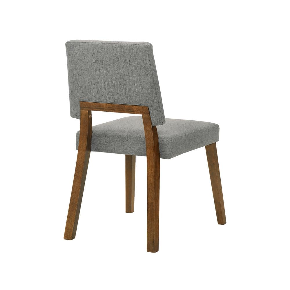 Walnut Finish Charcoal Fabric Upholstered Wood Dining Chairs - Set of 2