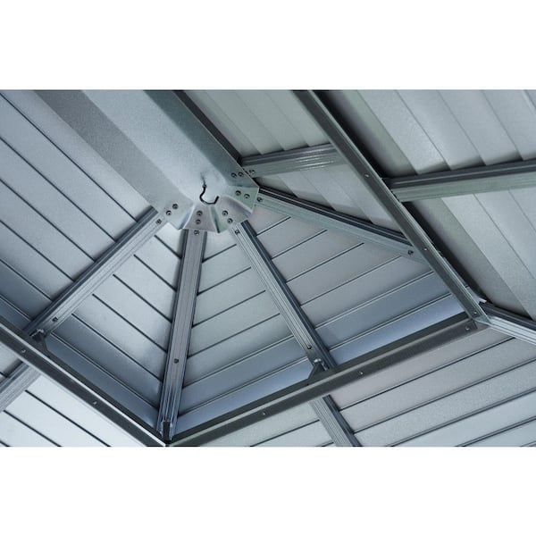 ft. Aluminum Mykonos Home - 10 Rustproof Sojag Grey 14 Double Dark Framed Depot ft. The x Roof Gazebo 500-9165210