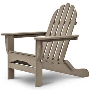 Icon Weathered Wood Plastic Folding Adirondack Chair