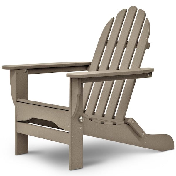 DUROGREEN Icon Weathered Wood Plastic Folding Adirondack Chair