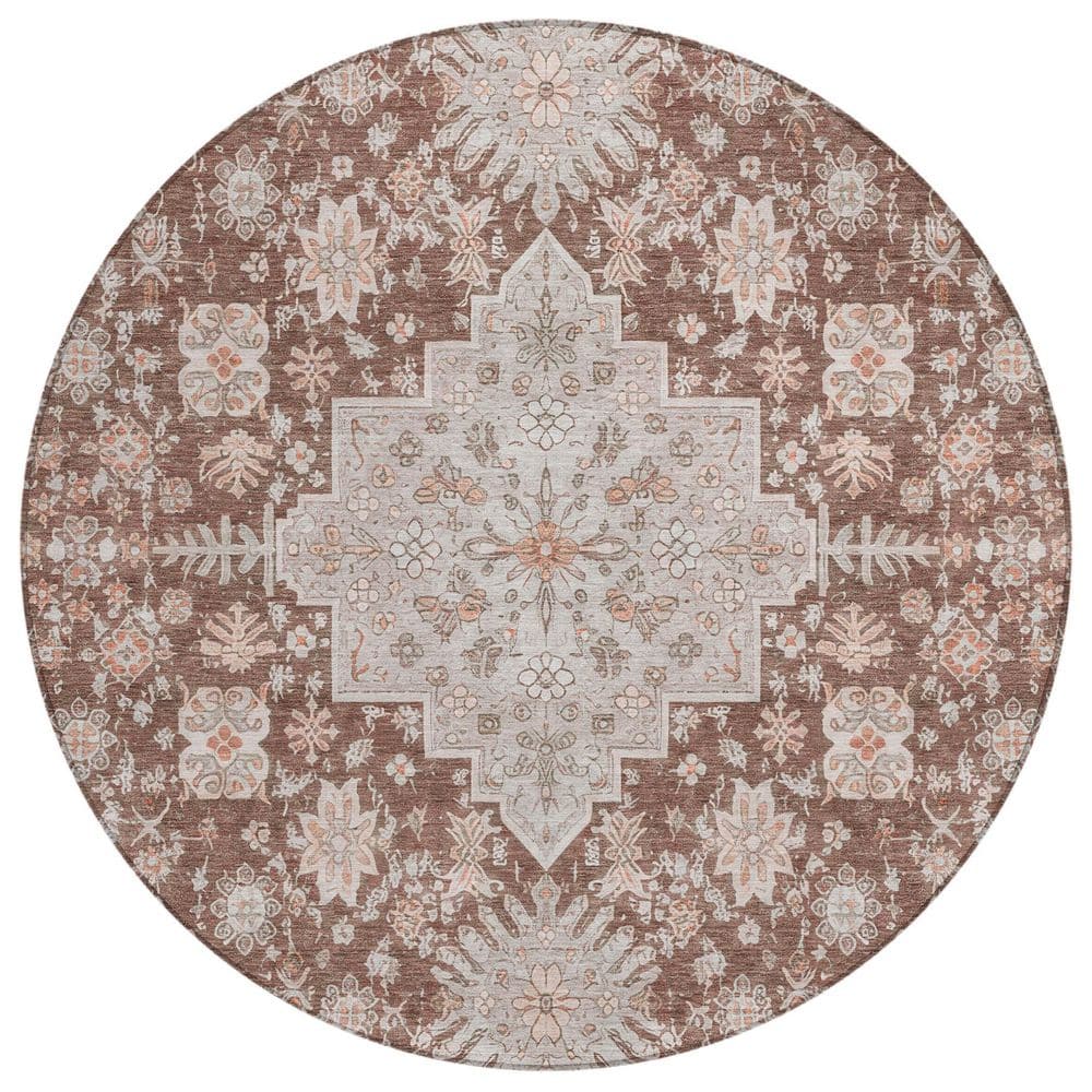 Chantille Machine Washable Indoor/Outdoor Abstract ACN2806 Paprika 8 ft. x 8 ft. Round Rug price history on PriceWatchPro