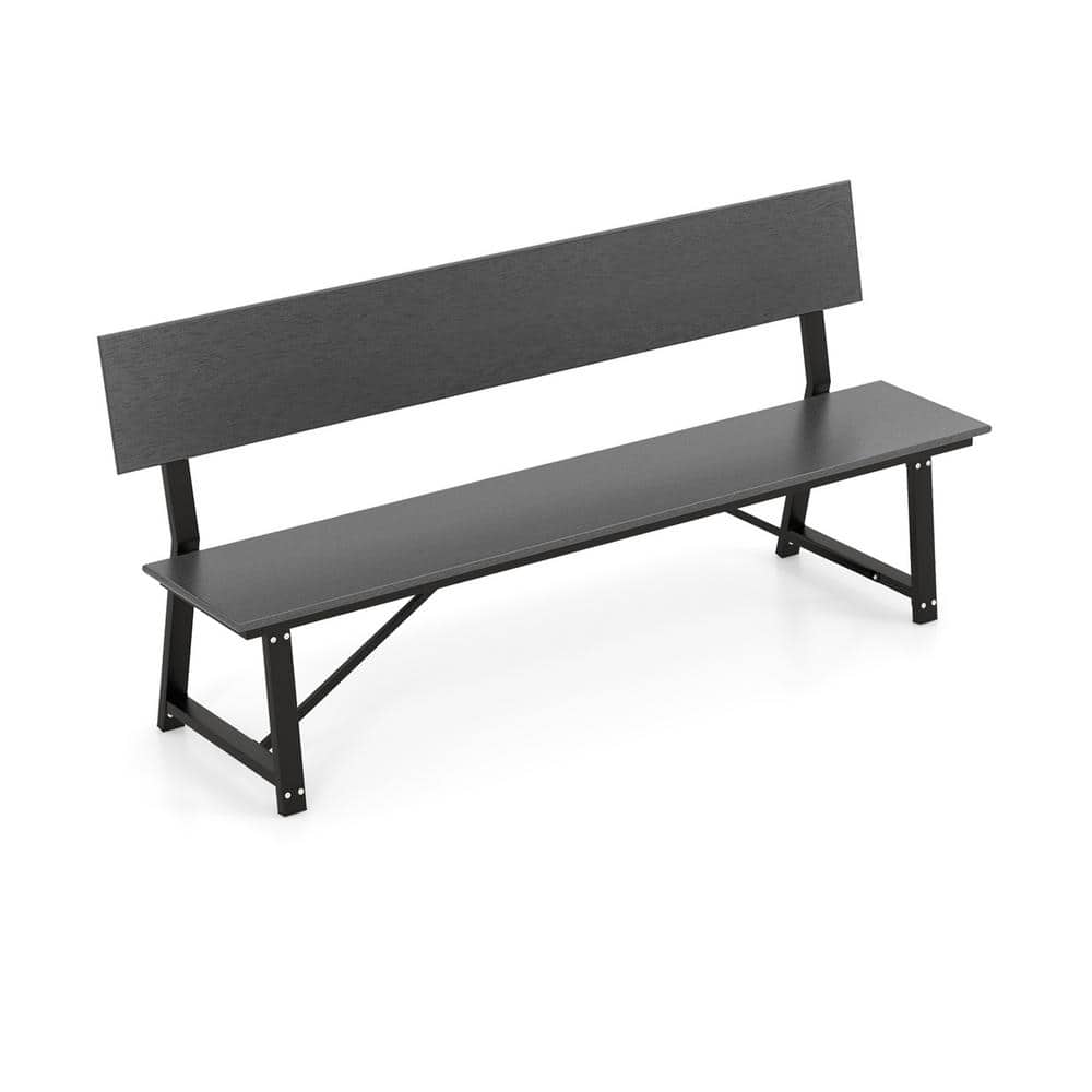 72 in. Bench Chair with All-Weather HDPE Seat and Back, Gray