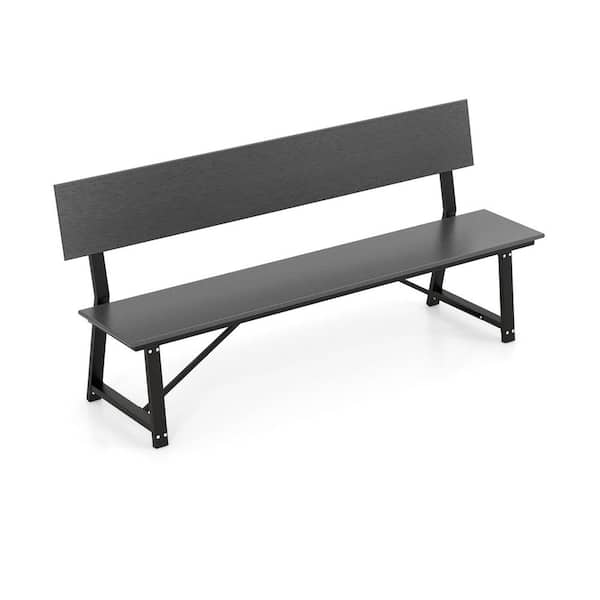 72 in. Bench Chair with All-Weather HDPE Seat and Back, Gray