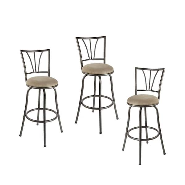 Silverwood Stetson 36 in. Light Brown Cushioned Adjustable Height Swivel Bar Stool (Set of 3)