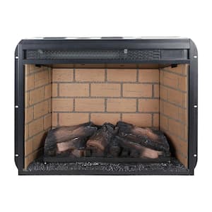 24 in. 1500-Watt Infrared Quartz Heater Fireplace Insert Woodlog Version with Brick