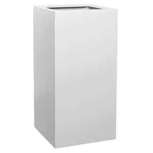 Bouvy Large 32 in. Tall Mat White Fiberstone Indoor Outdoor Modern High Square Planter