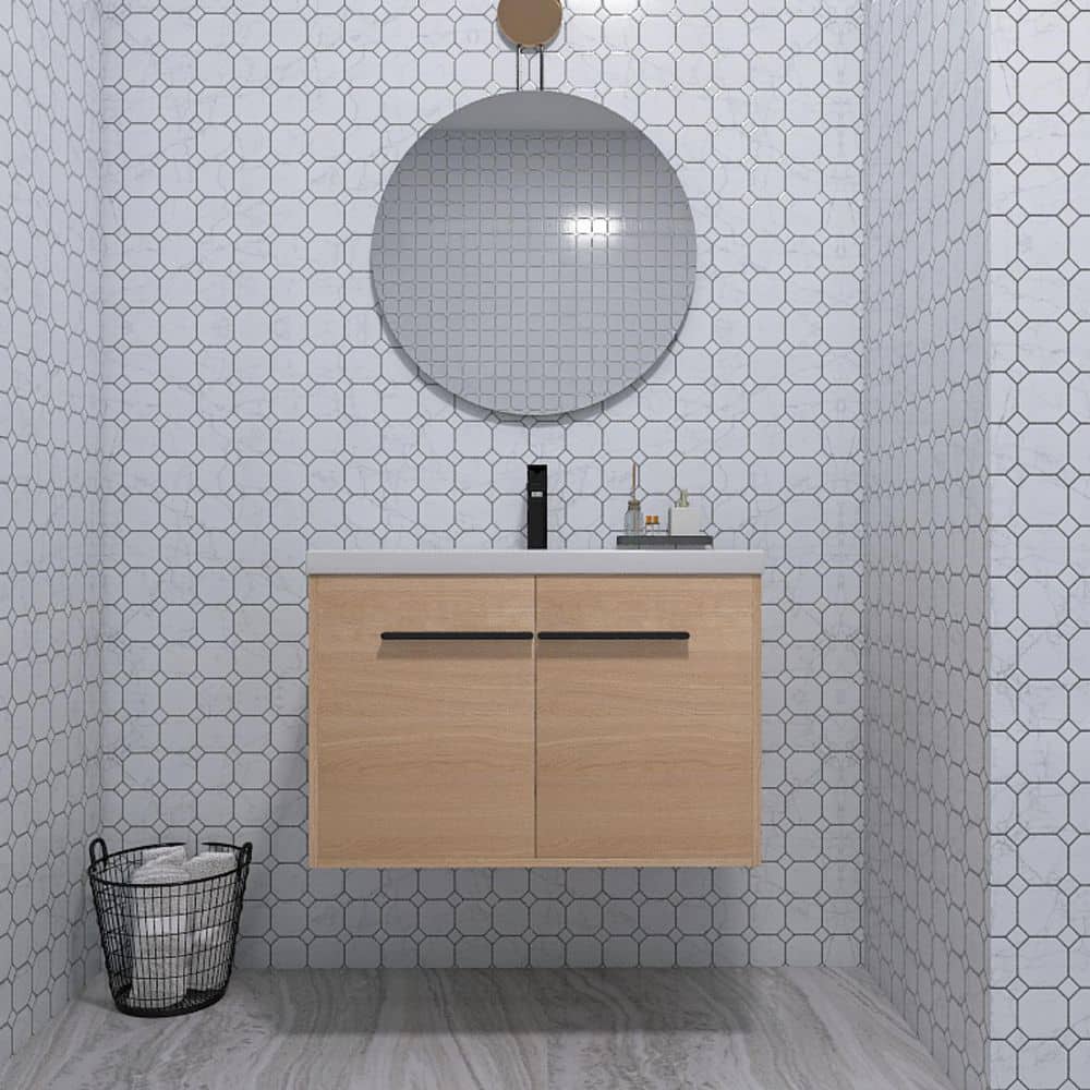 29.53 in. W x 18.11 in. D x 20.47 in. H Wall-Mounted Bath Vanity in Light B