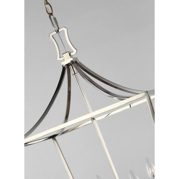 Generation Lighting - Southold 18 in. W x 27.625 in. H 4-Light Polished Nickel Medium Steel Frame Lantern Chandelier with No Bulbs Included