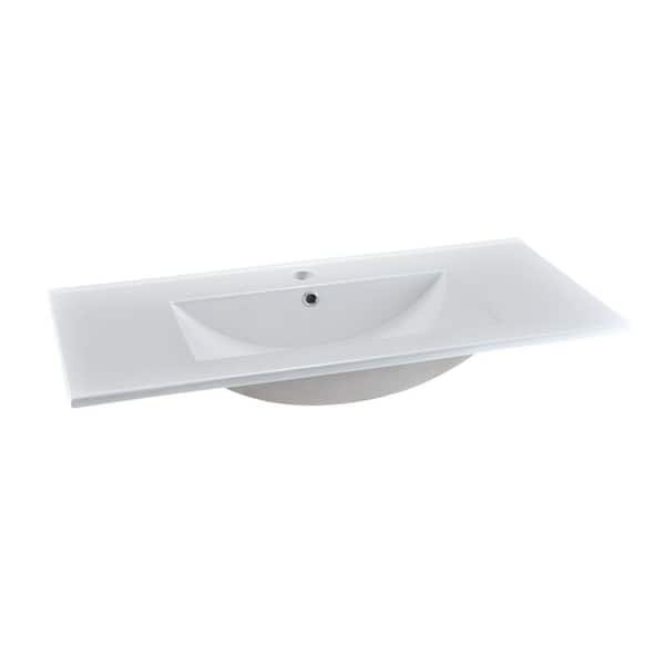 36 in. W x 18 in. D Bathroom Vanity with Ceramic Vanity Top in White with Integrated White Basin