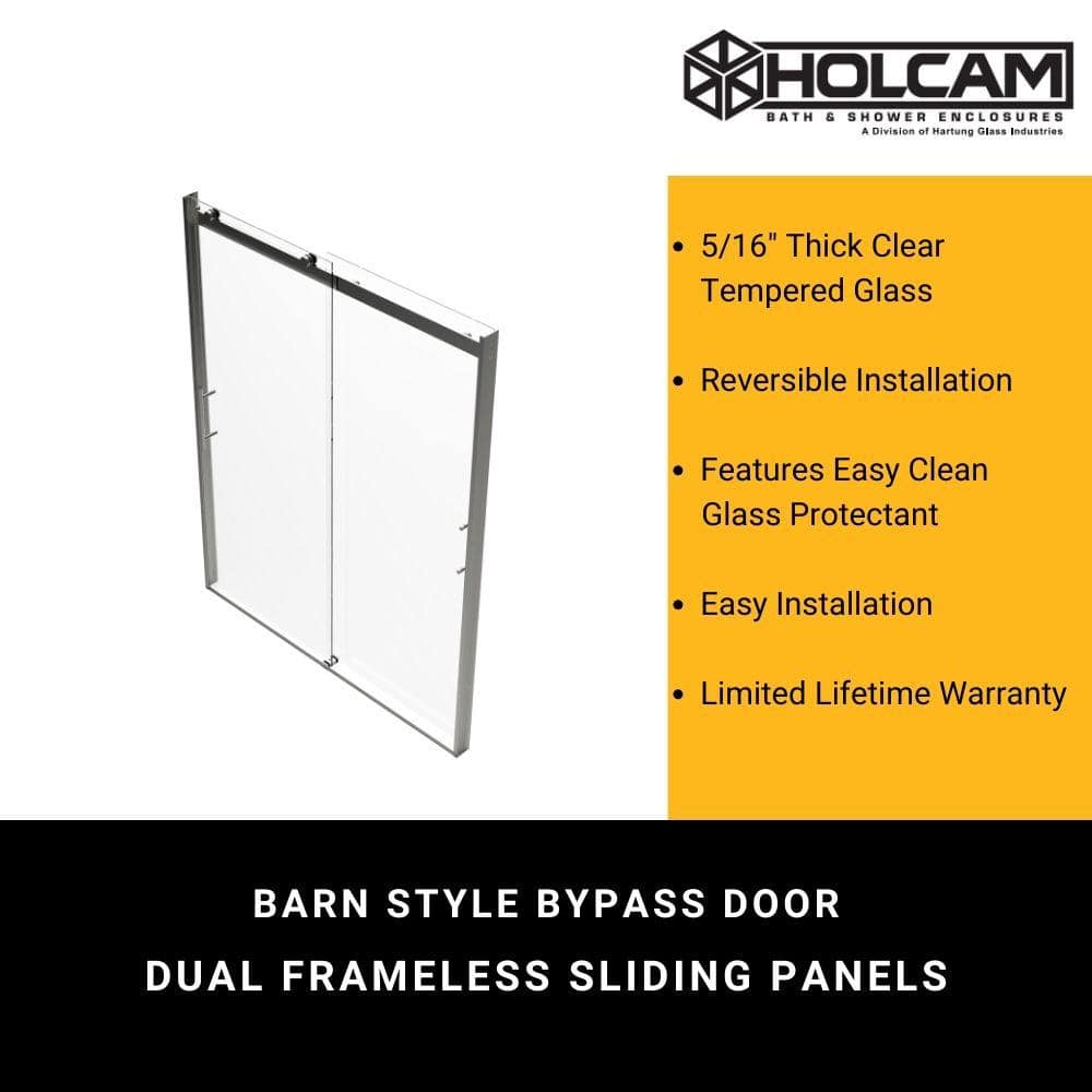 Luna Lite Brushed Nickel Frameless Sliding Shower Door with Clear Glass