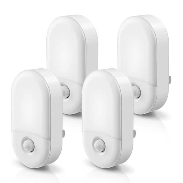 Motion Sensor Night Light Plug-In, 4-Pack, 5000K Daylight White, Adjustable Brightness for Bathroom, Bedroom, Hallway