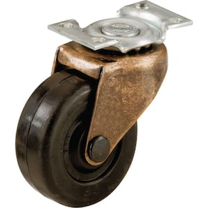 2 in. Black Soft Rubber and Copper Swivel Plate Caster with 80 lb. Load Rating (2-Pack)