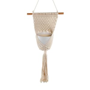 33 in. Wood and Macrame Plant Hanger