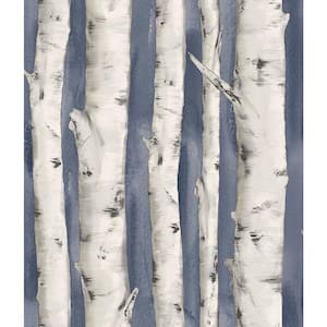 Pioneer Denim Birch Tree Denim Wallpaper Sample