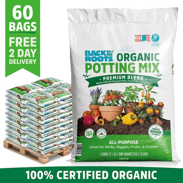 Organic Bulk Potting Mix Soil Pallet (60 1 cu. ft. Bags) Peat-Free, Blended with Organic Fertilizer