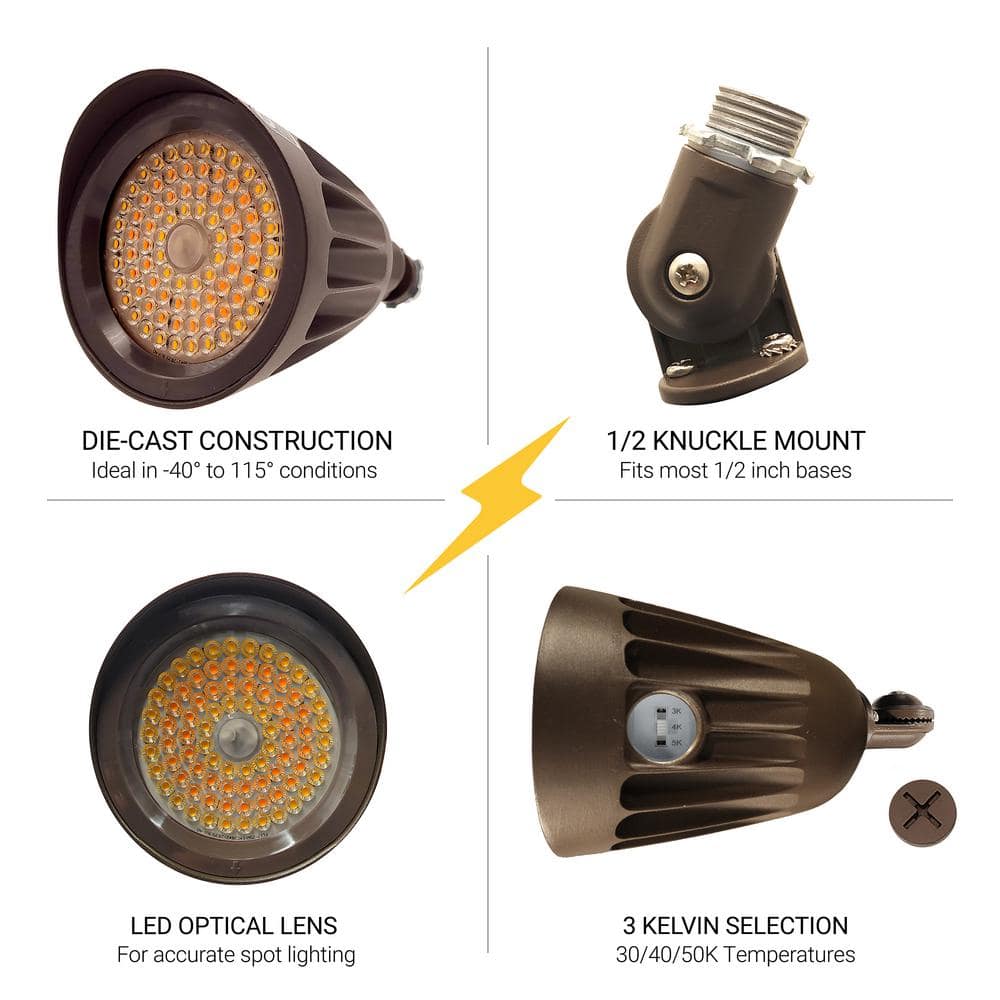 NUWATT 25W Bronze LED Flood Light with 3CCT Switch, 6-Pack