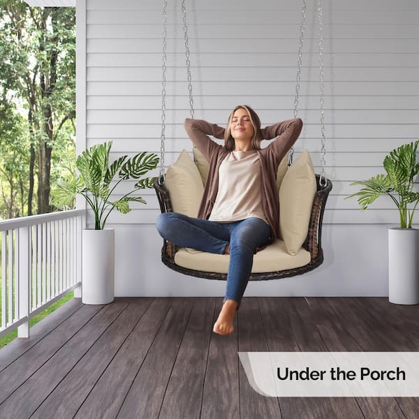 Karl home Single Person Wicker Porch Swing with Cushion