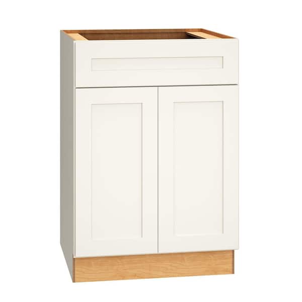 QuickShip Cottage 24 in. W x 24 in. D x 34.5 in. H Assembled Plywood Shaker Base Kitchen Cabinet in White