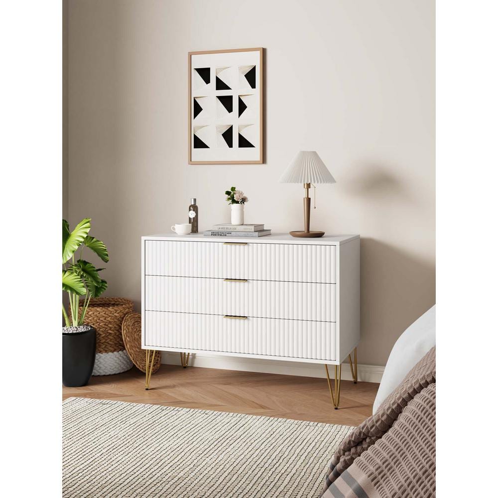 Manhattan Comfort DUMBO Modern White 3-Drawer 35.19 in