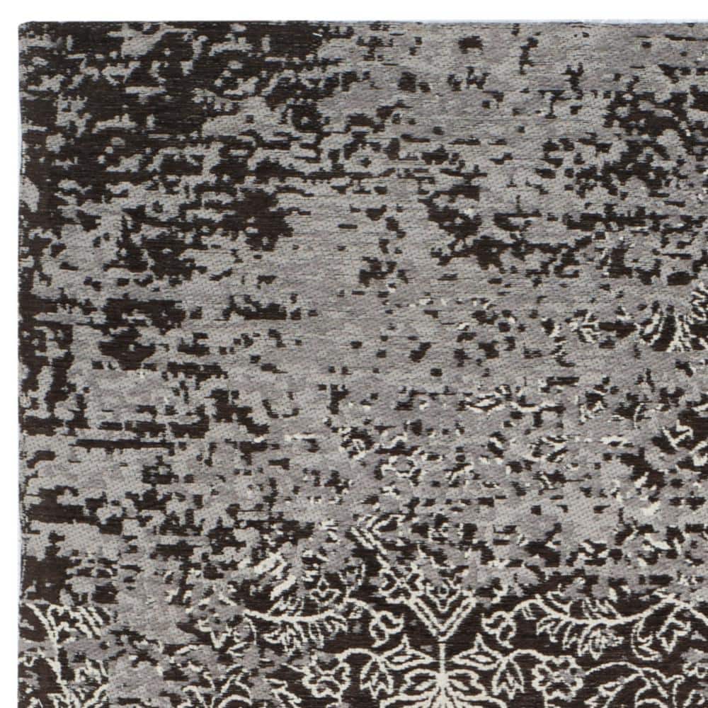 Silver and Brown Flat Woven Viscose Area Rug
