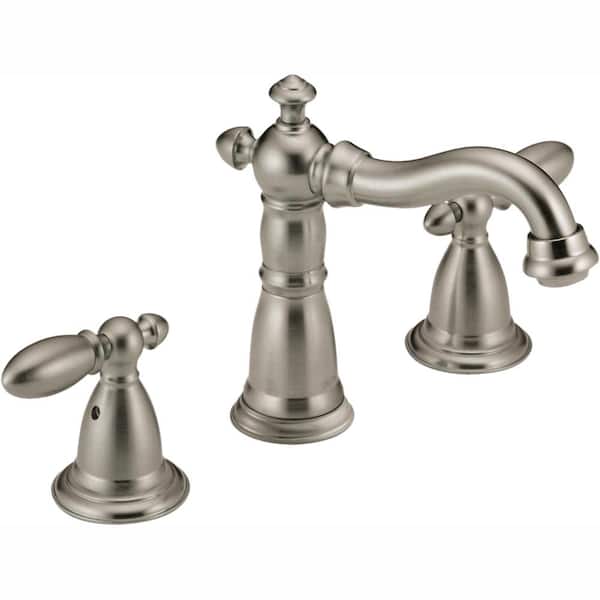 Delta Victorian 8 in. Widespread 2-Handle Bathroom Faucet with Metal Drain Assembly in Stainless