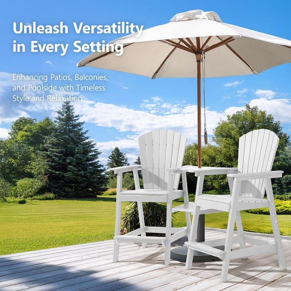 PASAMIC White HDPE Tall Adirondack Chair with Removable Double
