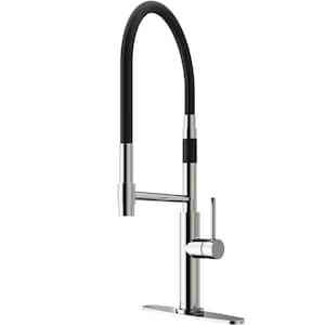 Norwood Single Handle Pull-Down Sprayer Kitchen Faucet Set with Deck Plate in Stainless Steel